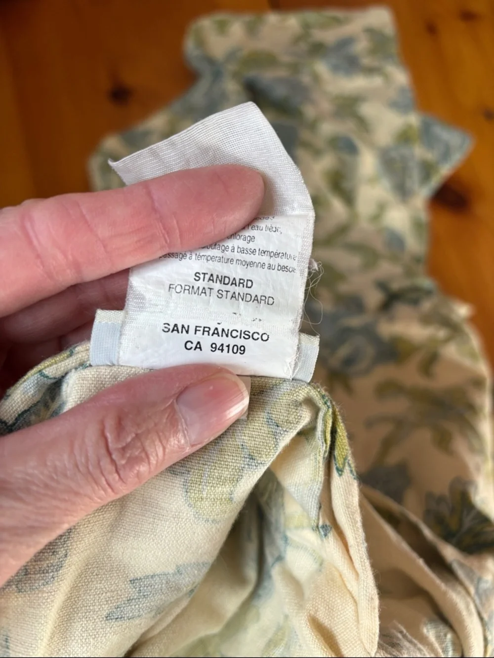 Set/2 POTTERY BARN *Standard Sham* Blue Cream Floral Pillowcase Covers